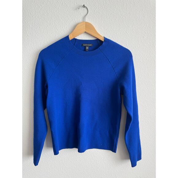 Eileen Fisher blue fitted wool sweater - Picture 1 of 4